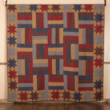 National Quilt Museum Kindred Stars and Bars Queen Quilt 90Wx90L VHC Brands - The Fox Decor